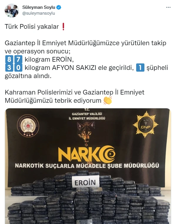 Kuzey Marmara Otoyolu'nda nane kamuflajlı 88 kilo eroin ele geçirildi